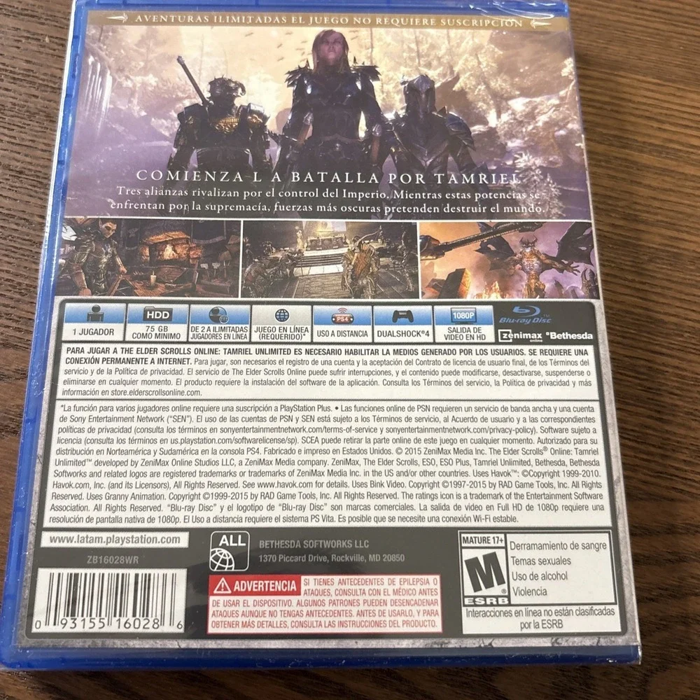NEW Sealed The Elder Scrolls Online Tamriel Unlimited PS4 English & Spanish 14G